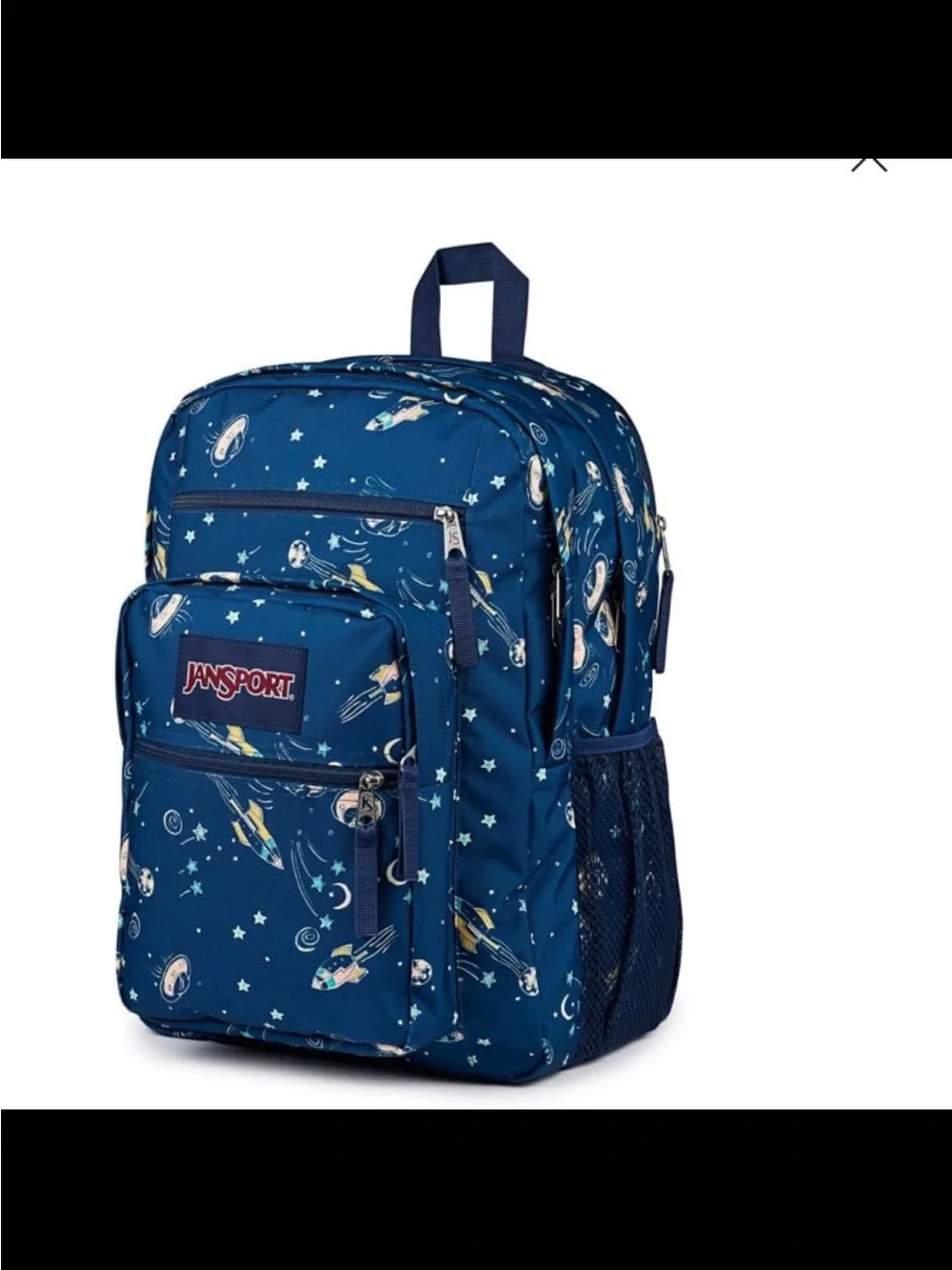 JanSport Blue Space Print Backpack big student 17” color vortex voyage blue